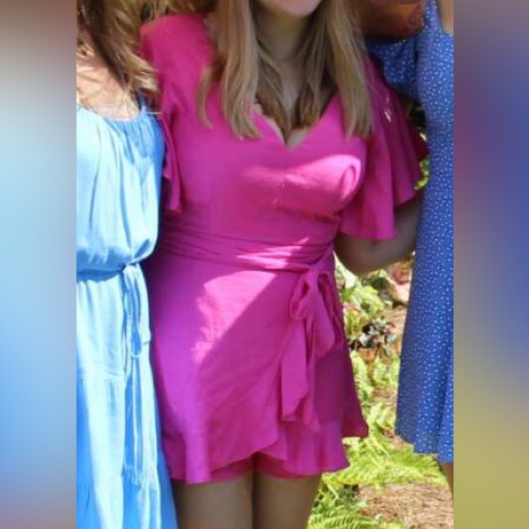 Pink Ruffle Romper- Pants Store- L - Picture 4 of 5